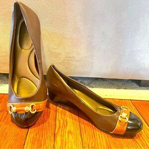 Kelly & Katie Brown Low Wedge Buckle Front Shoes Size 8.5
